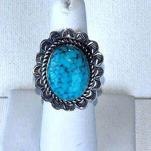NWOT Native American Designer Handmade Genuine Turquoise Sterling Silver Ring